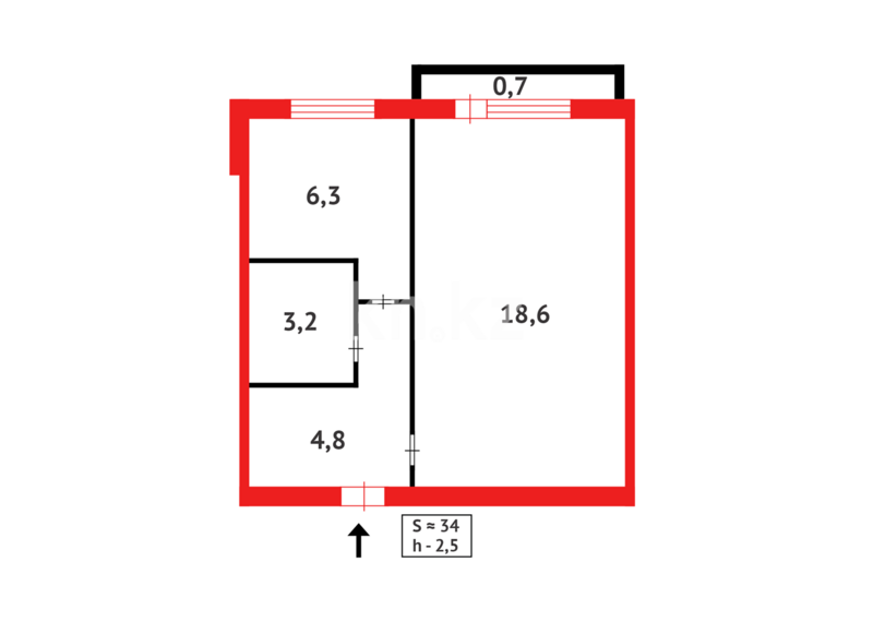 Продажа 1-комнатной квартиры, 33 м² - Продажа однокомнатных квартир в Городе Караганды - страница 4 фото 6 из 6