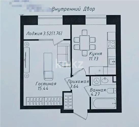 Продажа 1-комнатной квартиры, 36.84 м² - Продажа однокомнатных квартир в блочном доме в Казахстане - страница 3 фото 1 из 1