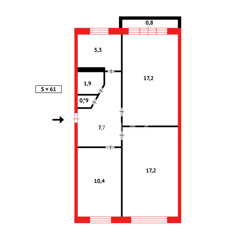 Продажа 3-комнатной квартиры, 62 м² - Продажа трехкомнатных квартир в Темиртау - страница 3 фото 11 из 11