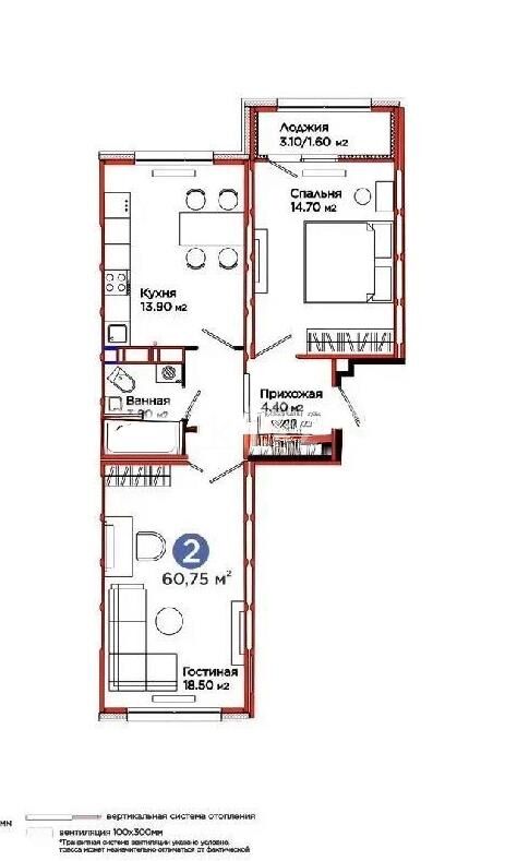 Продажа 2-комнатной квартиры, 60 м² - Продажа квартир в монолитном доме в Казахстане - страница 37 фото 3 из 3