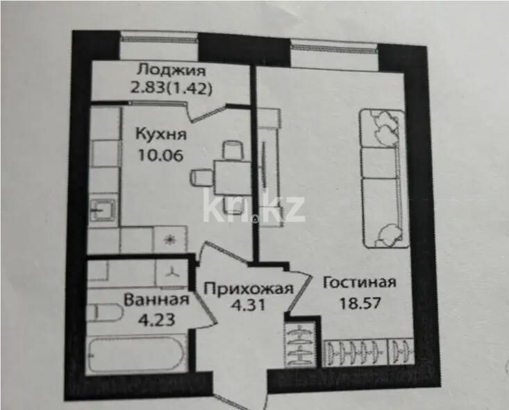 Продажа 1-комнатной квартиры, 38.6 м² - Продажа однокомнатных квартир в р-не Сарыарка Астаны - страница 23 фото 1 из 1