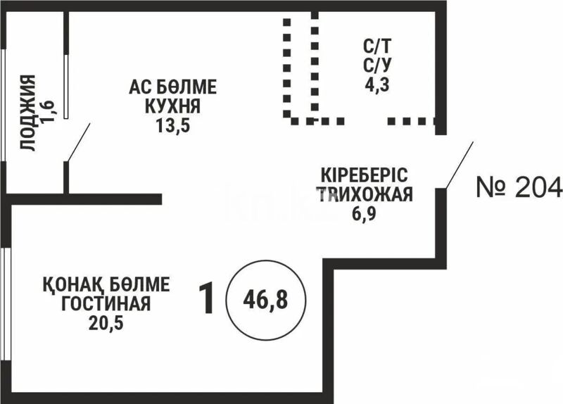 Продажа 1-комнатной квартиры, 46.8 м² - Продажа однокомнатных квартир от собственников в Алматы - страница 7 фото 1 из 1