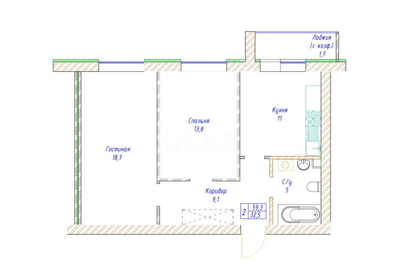 Продажа 2-комнатной квартиры, 59.49 м² - Продажа двухкомнатных квартир в р-не Нура Астаны - страница 49 фото 2 из 2