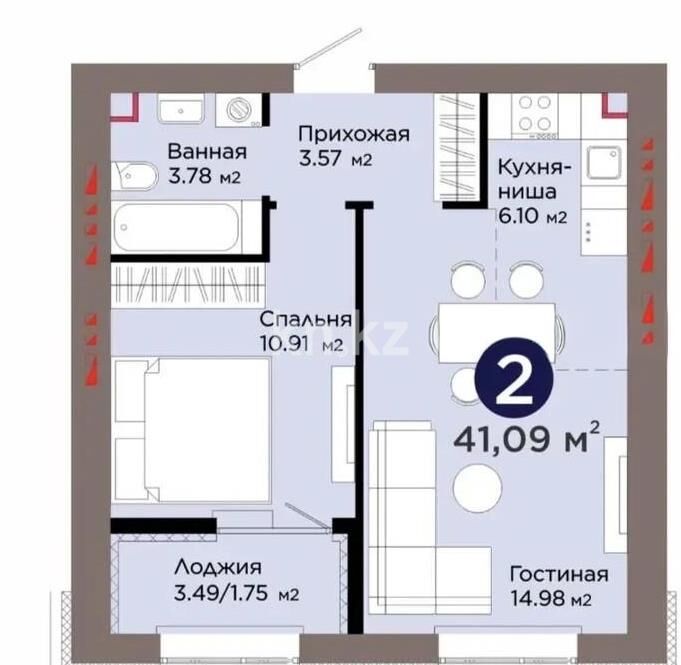 Продажа 2-комнатной квартиры, 41 м² - Продажа двухкомнатных квартир в блочном доме в Астане - страница 42 фото 1 из 1