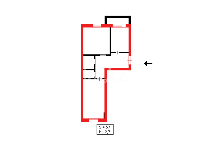 Продажа 2-комнатной квартиры, 56.5 м² - Продажа двухкомнатных квартир в р-не Сарыарка Астаны - страница 23 фото 12 из 12