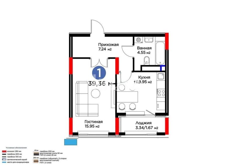 Продажа 1-комнатной квартиры, 39.36 м² - Продажа однокомнатных квартир в р-не Есиль Астаны - страница 26 фото 1 из 1