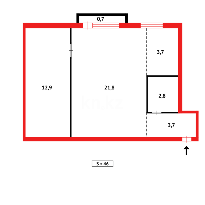 Продажа 2-комнатной квартиры, 43 м² - Продажа двухкомнатных квартир в кирпичном доме в Караганде - страница 29 фото 13 из 13