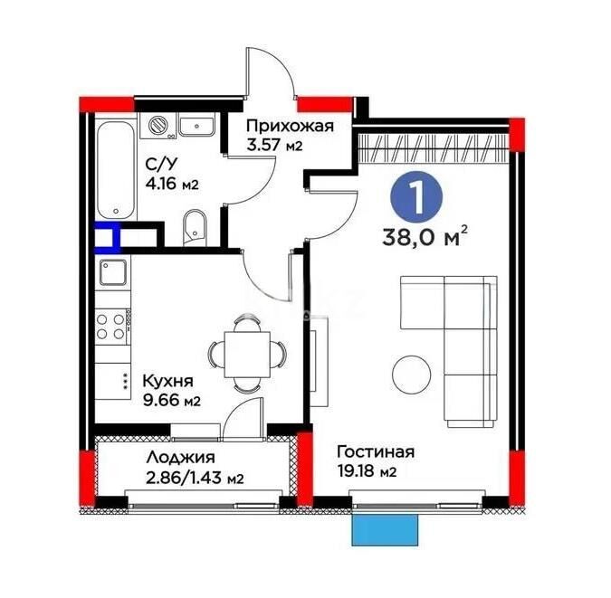 Продажа 1-комнатной квартиры, 38 м² - Продажа однокомнатных квартир в р-не Сарайшык Астаны - страница 17 фото 1 из 1