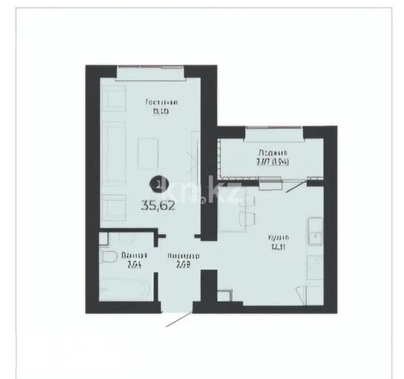 Продажа 1-комнатной квартиры, 35.62 м² - Продажа однокомнатных квартир в р-не Нура Астаны - страница 31 фото 1 из 1