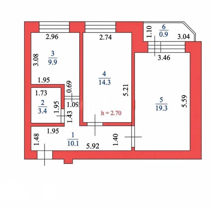 Продажа 2-комнатной квартиры, 57.9 м² - Продажа квартир в кирпичном доме в Астане - страница 2 фото 5 из 5