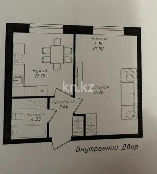 Продажа 1-комнатной квартиры, 39.51 м² - Продажа квартир в Казахстане - страница 23 фото 1 из 1