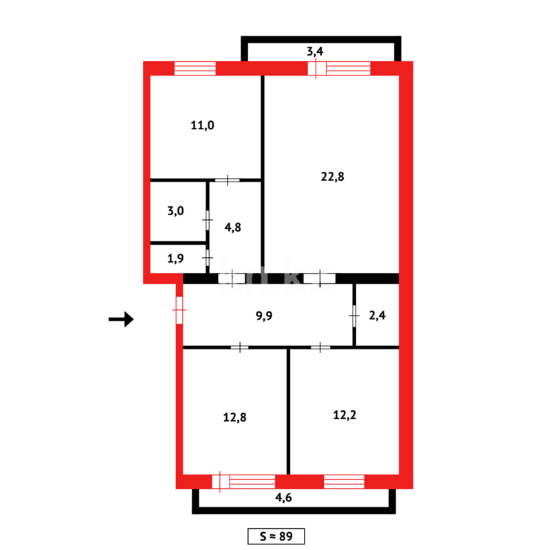 Продажа 3-комнатной квартиры, 89 м² - Продажа квартир в блочном доме в Казахстане - страница 208 фото 16 из 16