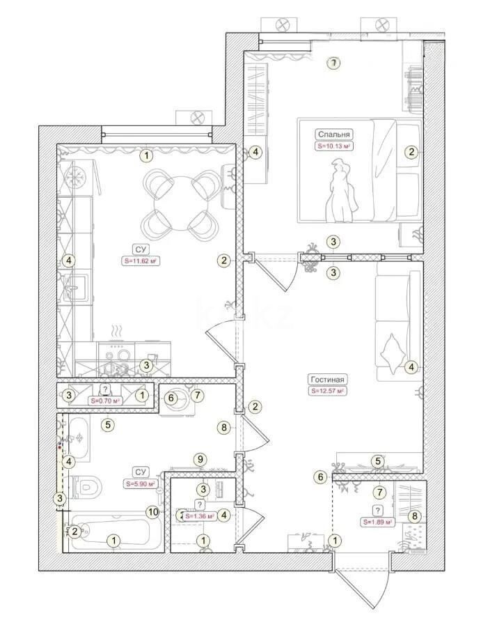 Продажа 2-комнатной квартиры, 45 м² - Продажа двухкомнатных квартир в Ауэзовском р-не Алматы - страница 28 фото 8 из 8
