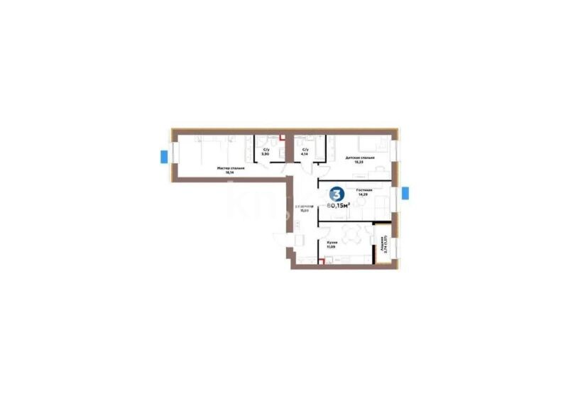 Продажа 3-комнатной квартиры, 80.13 м² - Продажа трехкомнатных квартир от собственников в Казахстане - страница 11 фото 1 из 1