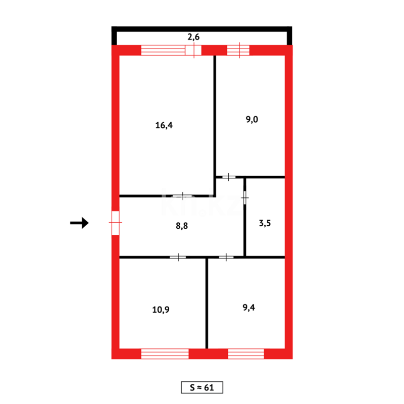 Продажа 3-комнатной квартиры, 61 м² - Продажа трехкомнатных квартир в Сортировке Караганды фото 15 из 15