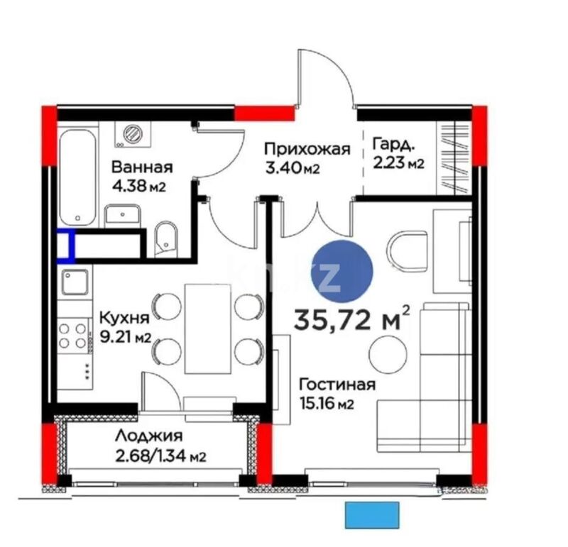 Продажа 1-комнатной квартиры, 36 м² - Продажа однокомнатных квартир в р-не Есиль Астаны - страница 30 фото 1 из 1