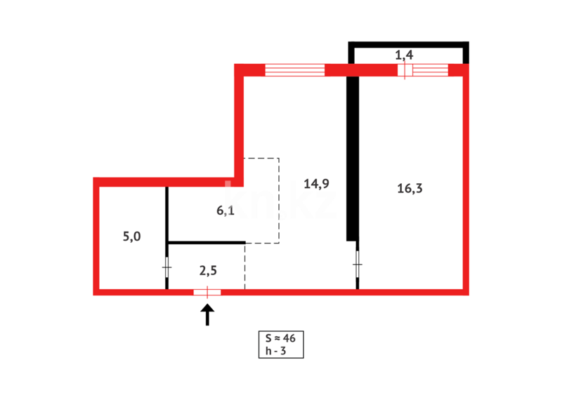 Продажа 2-комнатной квартиры, 46.2 м² - Продажа двухкомнатных квартир в кирпичном доме в Астане - страница 68 фото 14 из 14