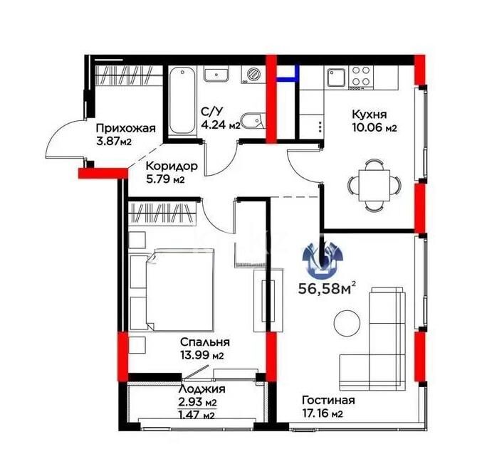 Продажа 2-комнатной квартиры, 56.58 м² - Продажа двухкомнатных квартир в р-не Нура Астаны - страница 63 фото 1 из 1
