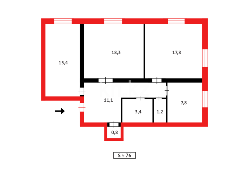 Продажа 3-комнатной квартиры, 75 м² - Продажа трехкомнатных квартир в кирпичном доме в Абае фото 7 из 7
