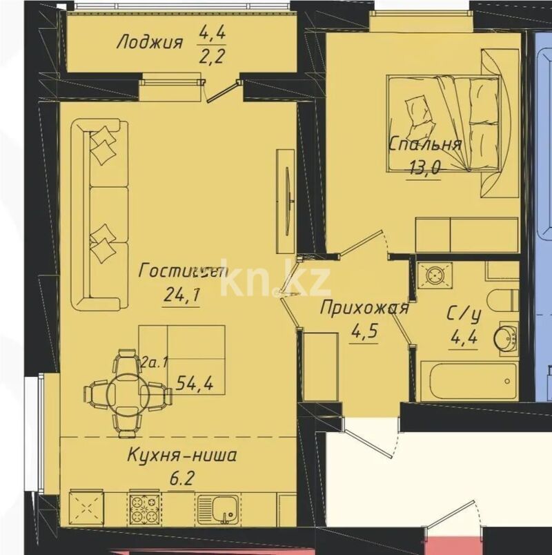 Продажа 2-комнатной квартиры, 55 м² - Продажа двухкомнатных квартир в кирпичном доме в Астане - страница 59 фото 1 из 1