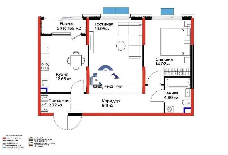 Продажа 2-комнатной квартиры, 62.48 м² - Продажа двухкомнатных квартир в монолитном доме в Казахстане - страница 10 фото 1 из 1