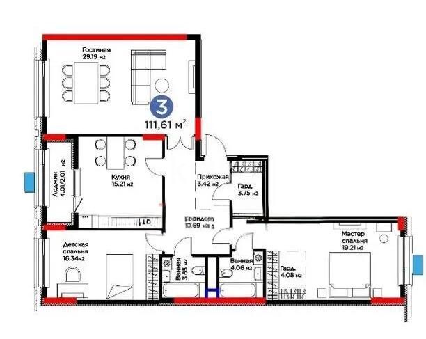Продажа 3-комнатной квартиры, 111.61 м² - Продажа квартир в блочном доме в Астане - страница 159 фото 1 из 1