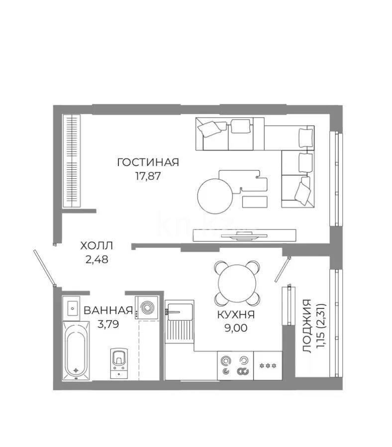 Продажа 1-комнатной квартиры, 35 м² - Продажа однокомнатных квартир в р-не Сарайшык Астаны - страница 8 фото 1 из 1