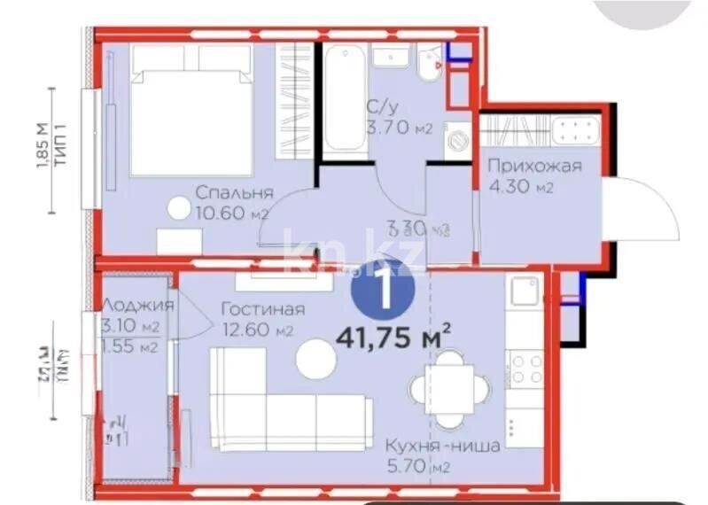 Продажа 2-комнатной квартиры, 41.75 м² - Продажа квартир в блочном доме в Астане - страница 34 фото 1 из 1
