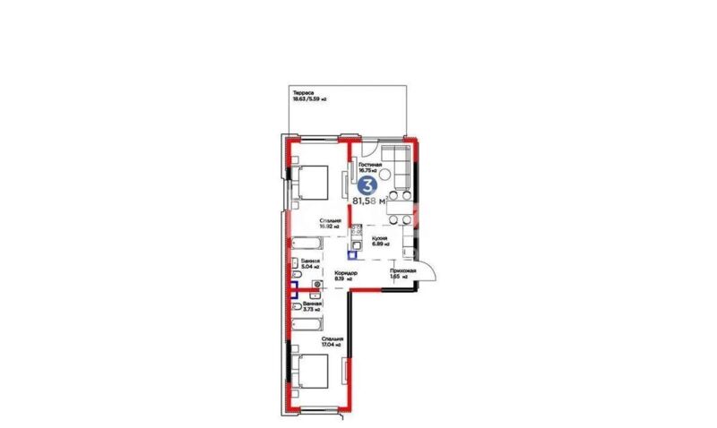 Продажа 3-комнатной квартиры, 81.58 м² - Продажа трехкомнатных квартир в Турксибском р-не Алматы - страница 4 фото 1 из 1