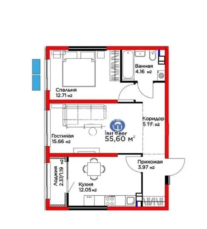 Продажа 2-комнатной квартиры, 55.6 м² - Продажа двухкомнатных квартир от собственников в Алматы - страница 3 фото 3 из 3