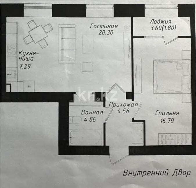 Продажа 2-комнатной квартиры, 55.62 м² - Продажа двухкомнатных квартир в блочном доме в Астане - страница 2 фото 2 из 2