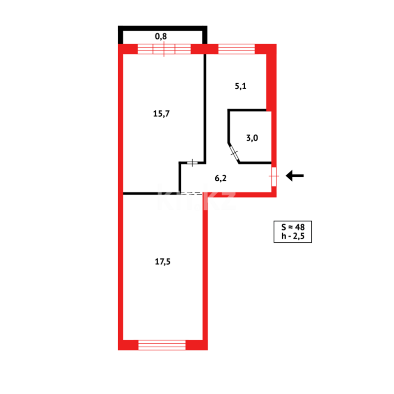 Продажа 2-комнатной квартиры, 48 м² - Продажа двухкомнатных квартир в панельном доме в Темиртау - страница 11 фото 12 из 14