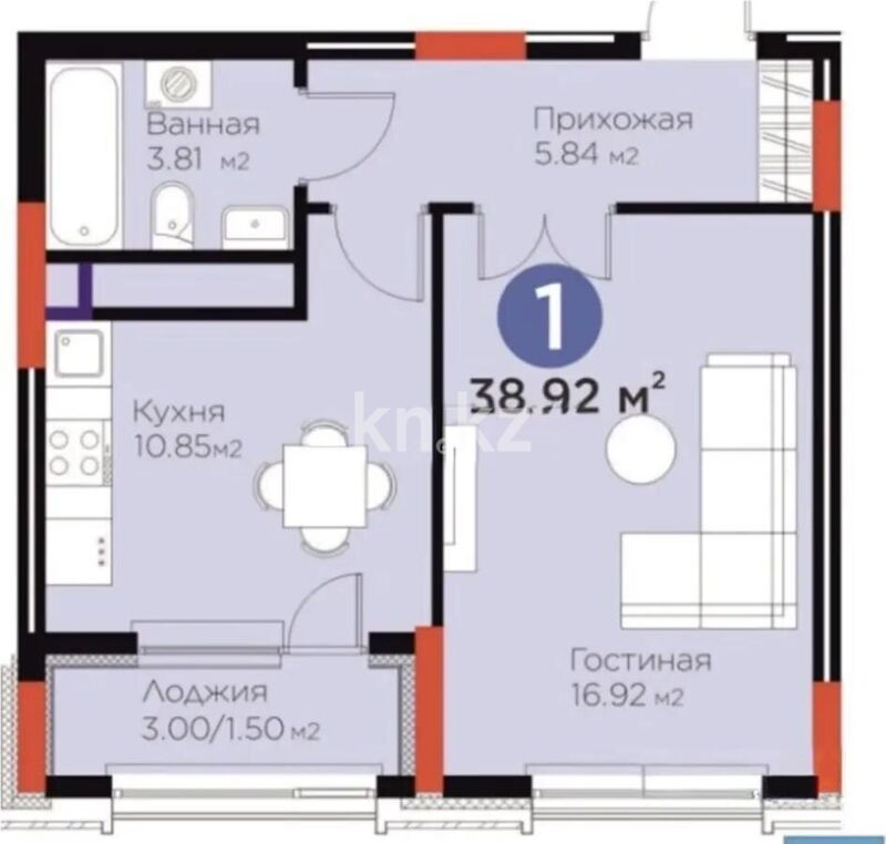 Продажа 1-комнатной квартиры, 39 м² - Аренда квартир помесячно в Актобе фото 4 из 4