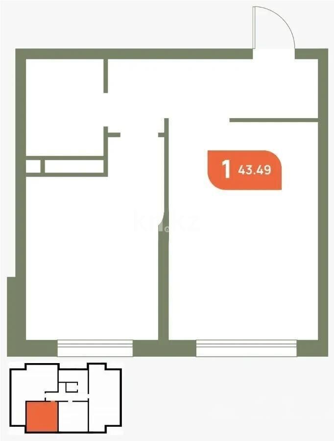 Продажа 1-комнатной квартиры, 43.5 м² - Продажа квартир от собственников в Алматы - страница 6 фото 1 из 1