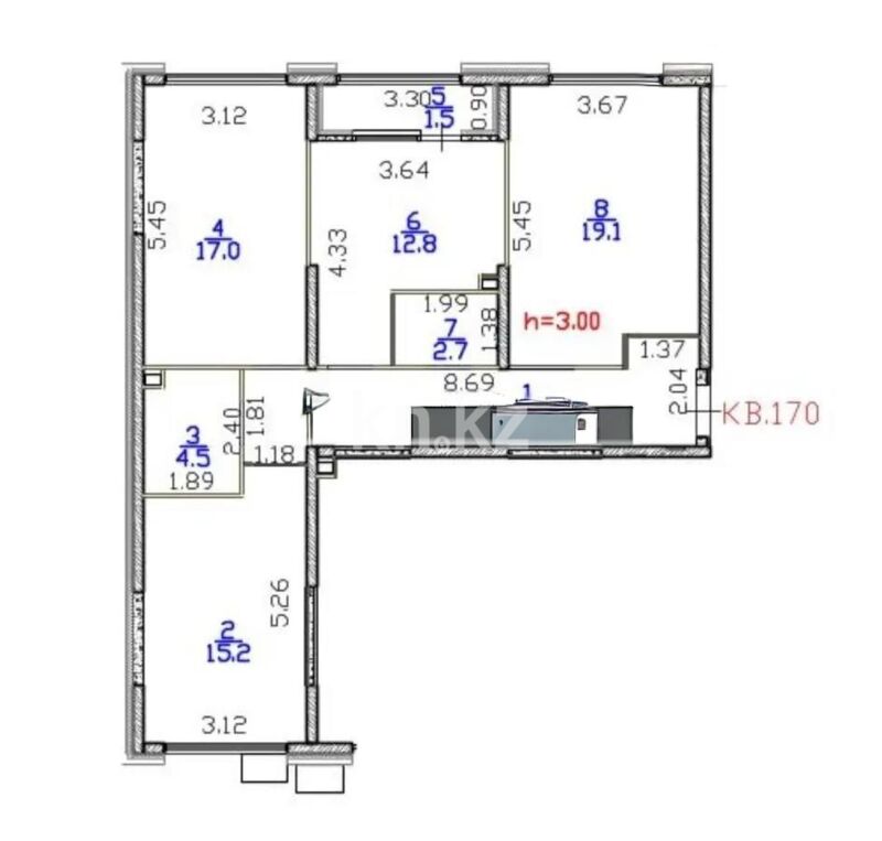 Продажа 3-комнатной квартиры, 85.2 м² - Продажа трехкомнатных квартир в Турксибском р-не Алматы - страница 4 фото 1 из 1
