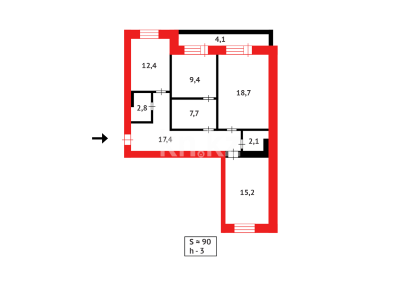 Продажа 3-комнатной квартиры, 90 м² - Продажа трехкомнатных квартир на Юго-Востоке Караганды - страница 20 фото 18 из 18