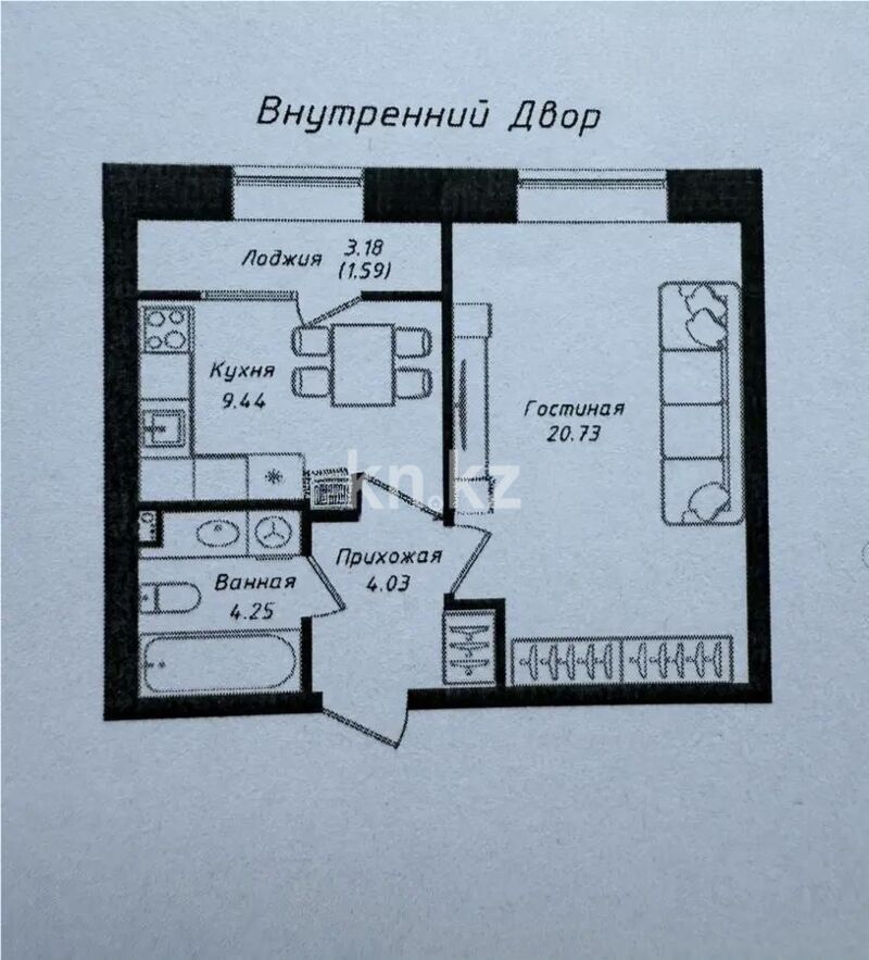 Продажа 1-комнатной квартиры, 40 м² - Продажа однокомнатных квартир в Астане - страница 10 фото 1 из 1