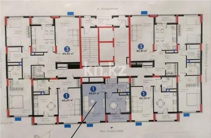 Продажа 1-комнатной квартиры, 38.97 м² - Продажа однокомнатных квартир в р-не Сарайшык Астаны - страница 15 фото 3 из 3