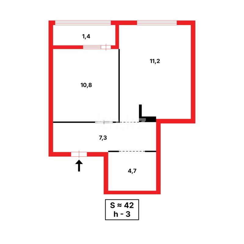 Продажа 2-комнатной квартиры, 42.3 м² - Продажа двухкомнатных квартир в Астане - страница 123 фото 7 из 7