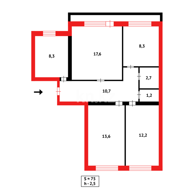 Продажа 4-комнатной квартиры, 74 м² - Продажа четырехкомнатных квартир в кирпичном доме в Караганде - страница 3 фото 16 из 16