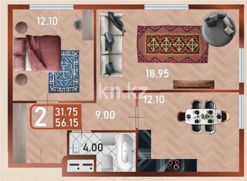 Продажа 2-комнатной квартиры, 56.16 м² - Продажа квартир в блочном доме в Астане - страница 32 фото 1 из 1