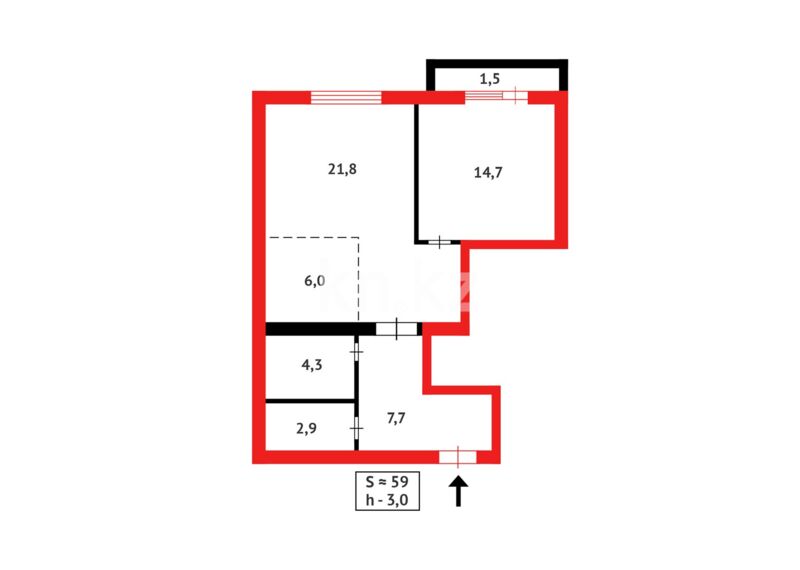 Продажа 2-комнатной квартиры, 59 м² - Продажа баз, складов и промышленной недвижимости в Петропавловске фото 16 из 16