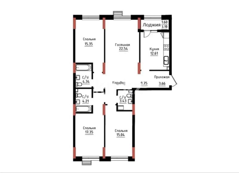 Продажа 4-комнатной квартиры, 110 м² - Продажа четырехкомнатных квартир в блочном доме в Казахстане - страница 8 фото 1 из 1