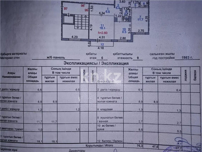 Продажа 4-комнатной квартиры, 76 м² - Продажа квартир в панельном доме в Караганде - страница 2 фото 9 из 9