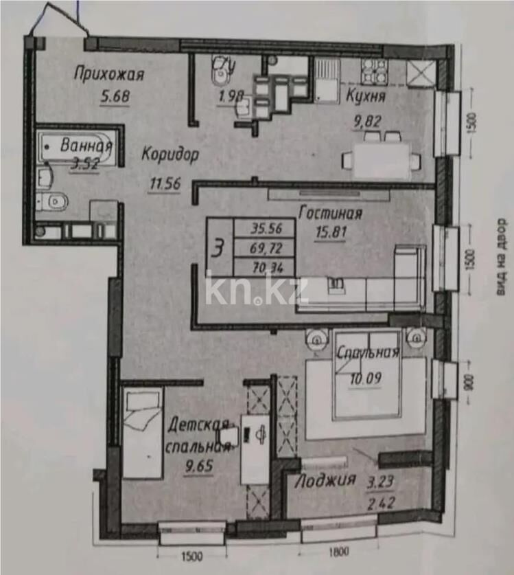 Продажа 3-комнатной квартиры, 71 м² - Продажа трехкомнатных квартир в блочном доме в Казахстане - страница 40 фото 7 из 7