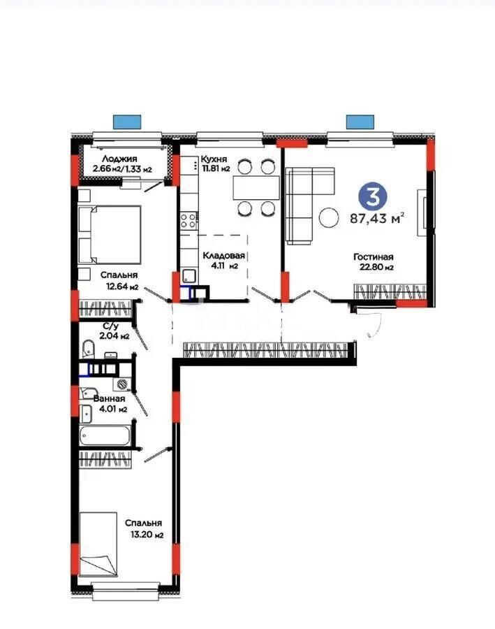 Продажа 3-комнатной квартиры, 88 м² - Продажа квартир в кирпичном доме в Астане - страница 204 фото 1 из 1