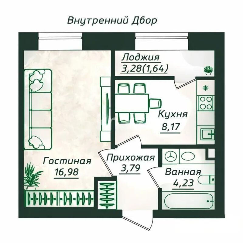 Продажа 1-комнатной квартиры, 34.81 м² - Продажа однокомнатных квартир в р-не Сарайшык Астаны - страница 26 фото 1 из 1