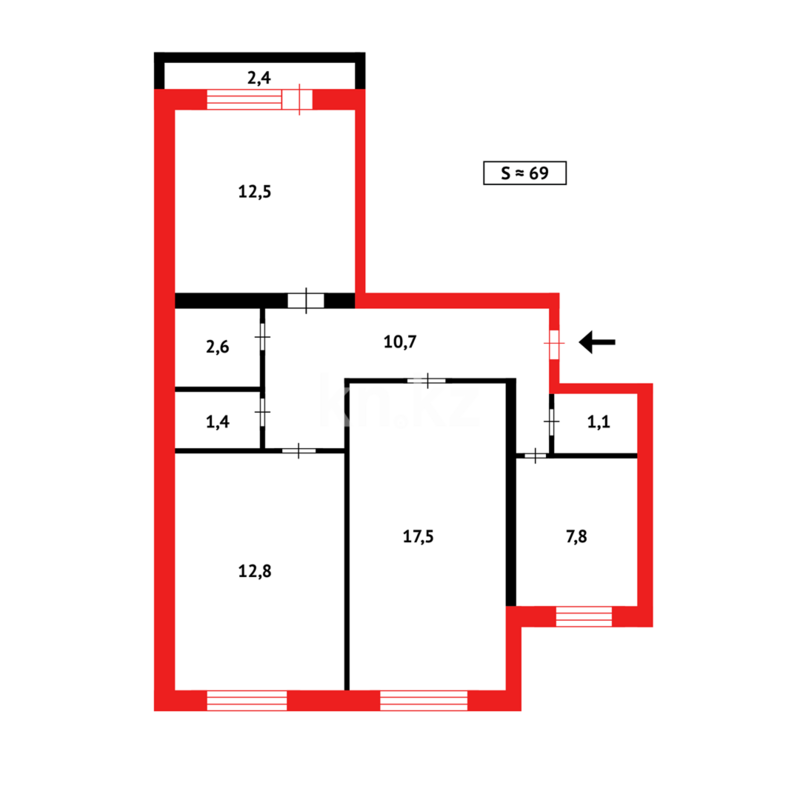 Продажа 3-комнатной квартиры, 68 м² - Продажа трехкомнатных квартир в Темиртау - страница 3 фото 13 из 13