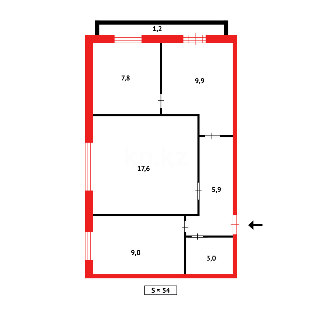 Продажа 3-комнатной квартиры, 54 м² - Продажа трехкомнатных квартир в блочном доме в Казахстане - страница 52 фото 13 из 13