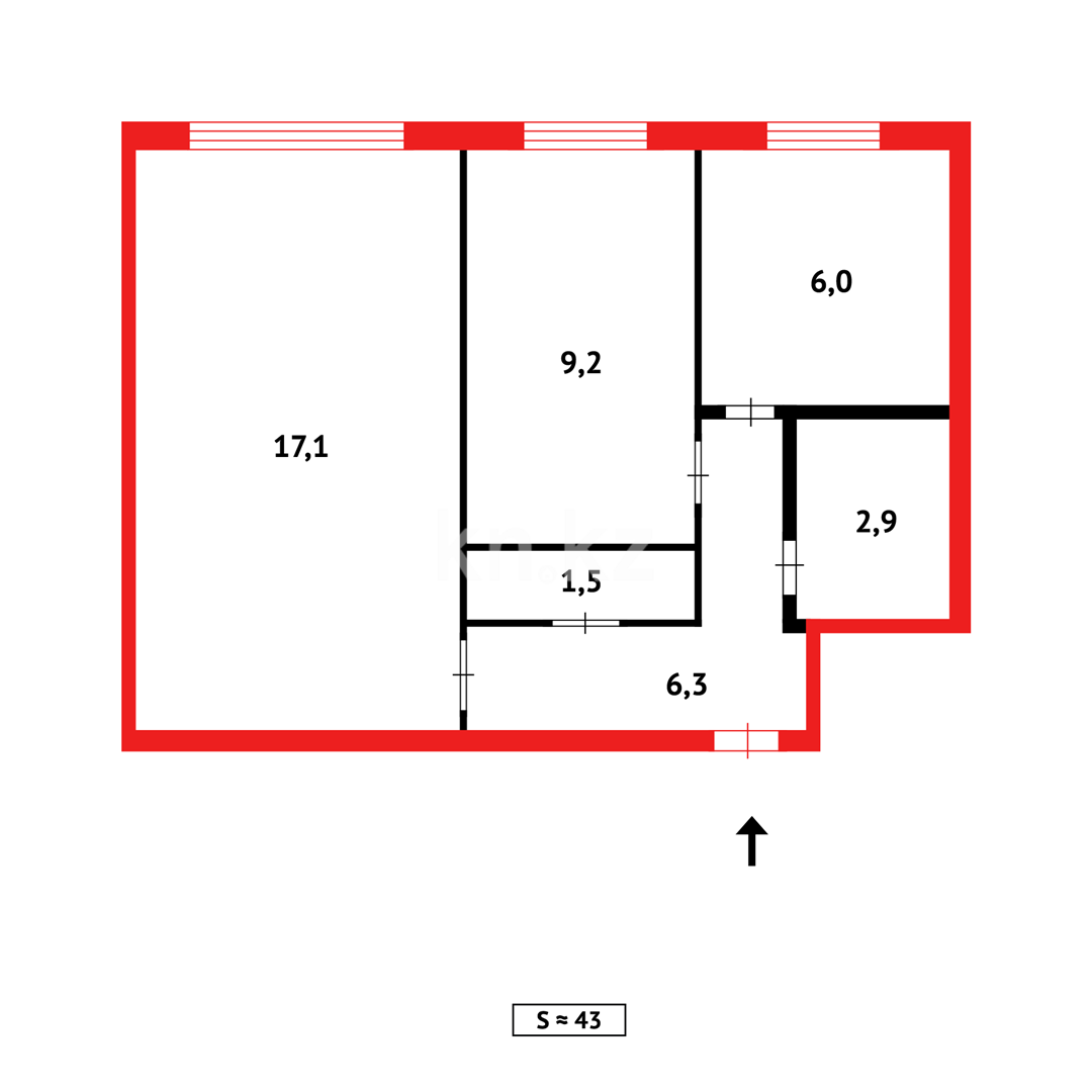 Продажа 2-комнатной квартиры, 43 м² в Темиртау - фото 14
